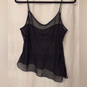 Asymmetrical Sheer Black Tank Top